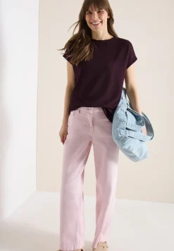 T-Shirt mit Boatneck im Strick-Look