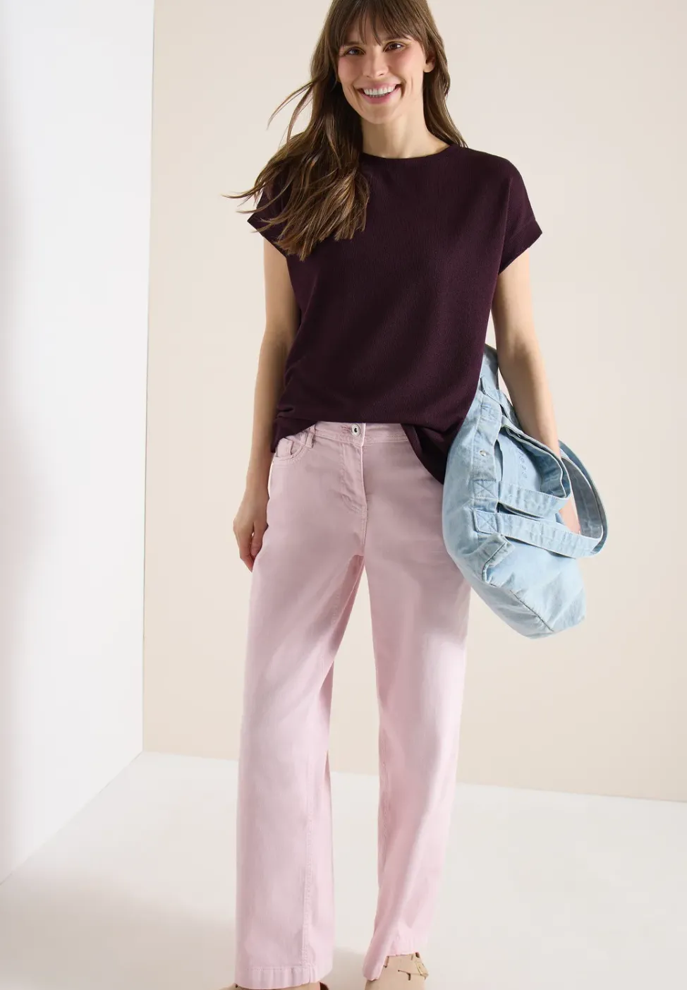 T-Shirt mit Boatneck im Strick-Look