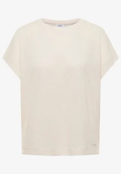 T-Shirt mit Boatneck im Strick-Look