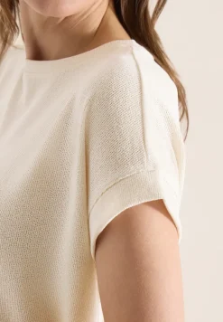 T-Shirt mit Boatneck im Strick-Look