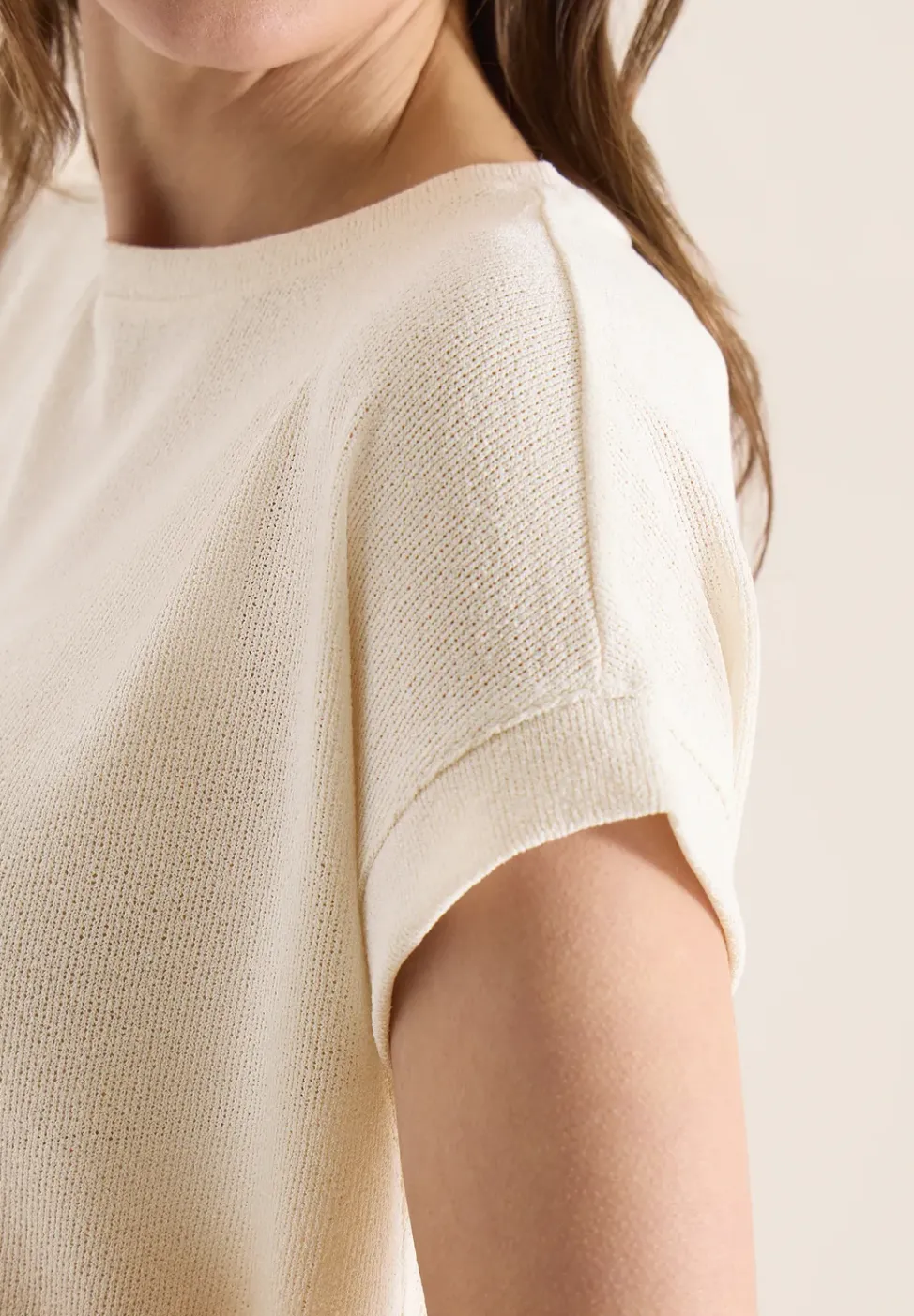 T-Shirt mit Boatneck im Strick-Look