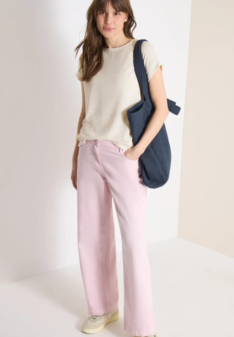 T-Shirt mit Boatneck im Strick-Look