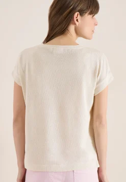 T-Shirt mit Boatneck im Strick-Look