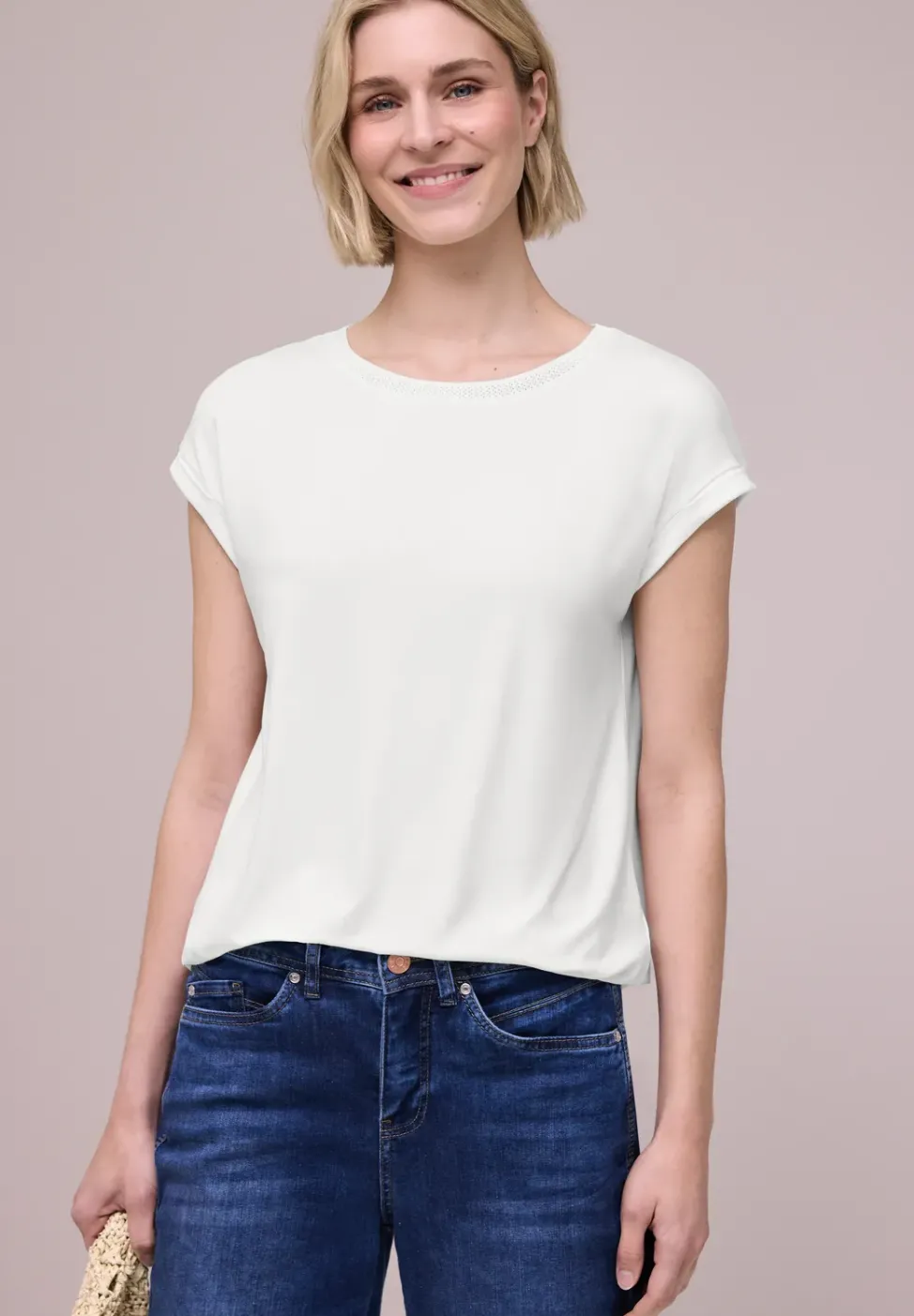 T-Shirt mit Boatneck und Deko-Tape