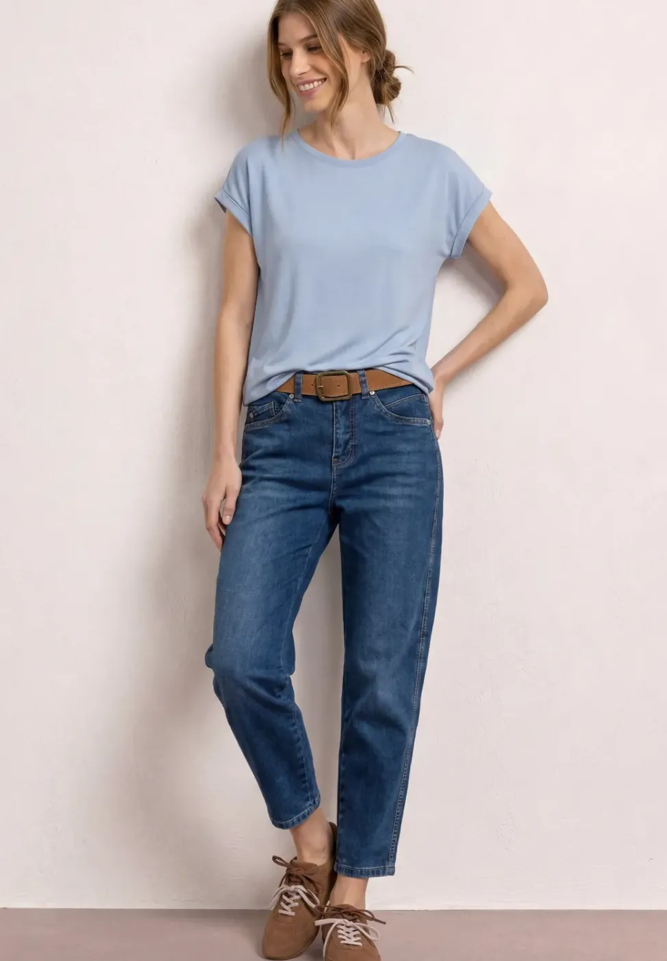T-Shirt mit Boatneck und Deko-Tape