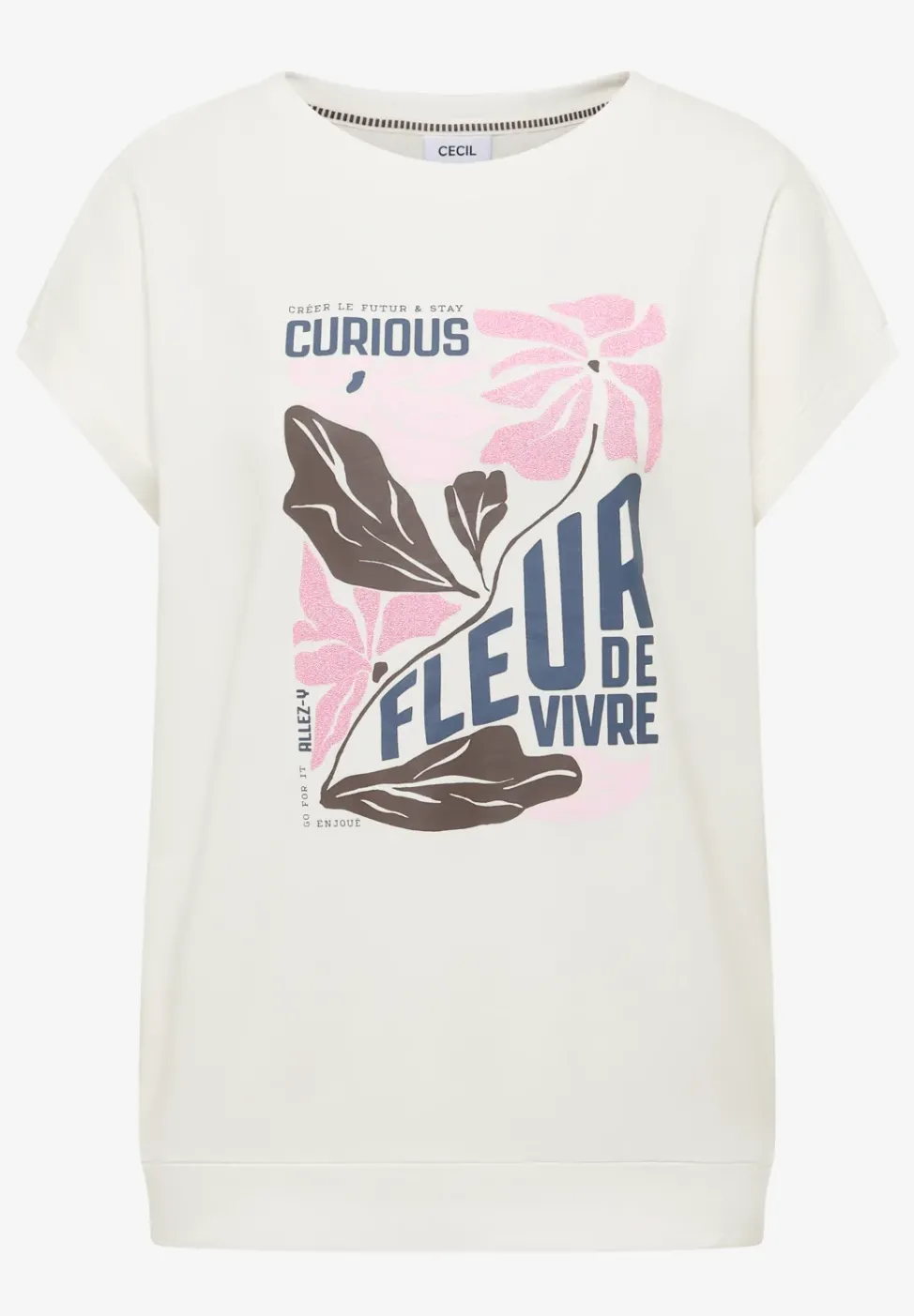 T-Shirt mit Boatneck und Frontprint