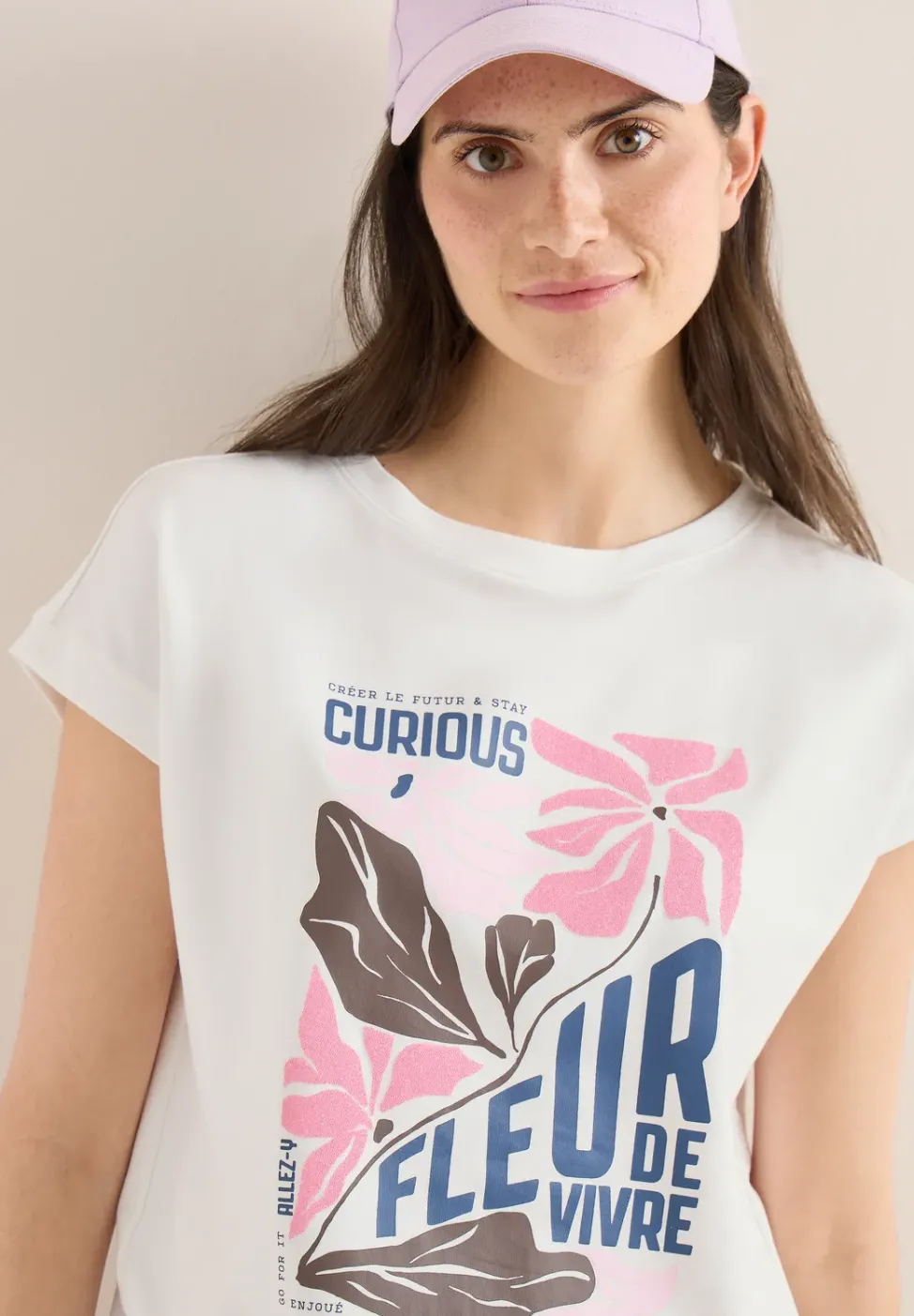 T-Shirt mit Boatneck und Frontprint
