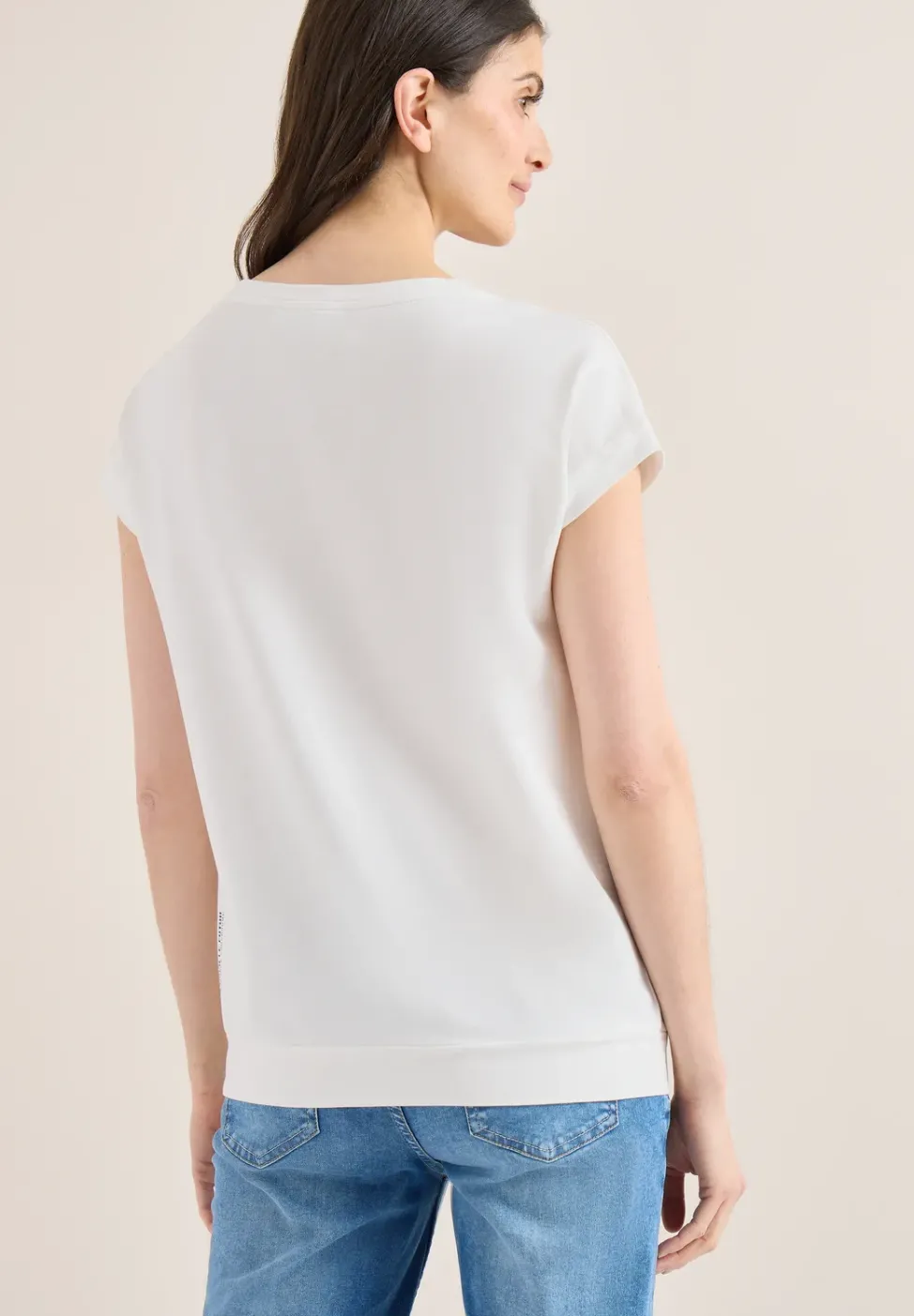T-Shirt mit Boatneck und Frontprint