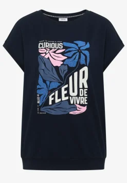 T-Shirt mit Boatneck und Frontprint