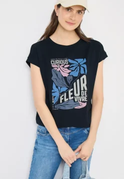T-Shirt mit Boatneck und Frontprint