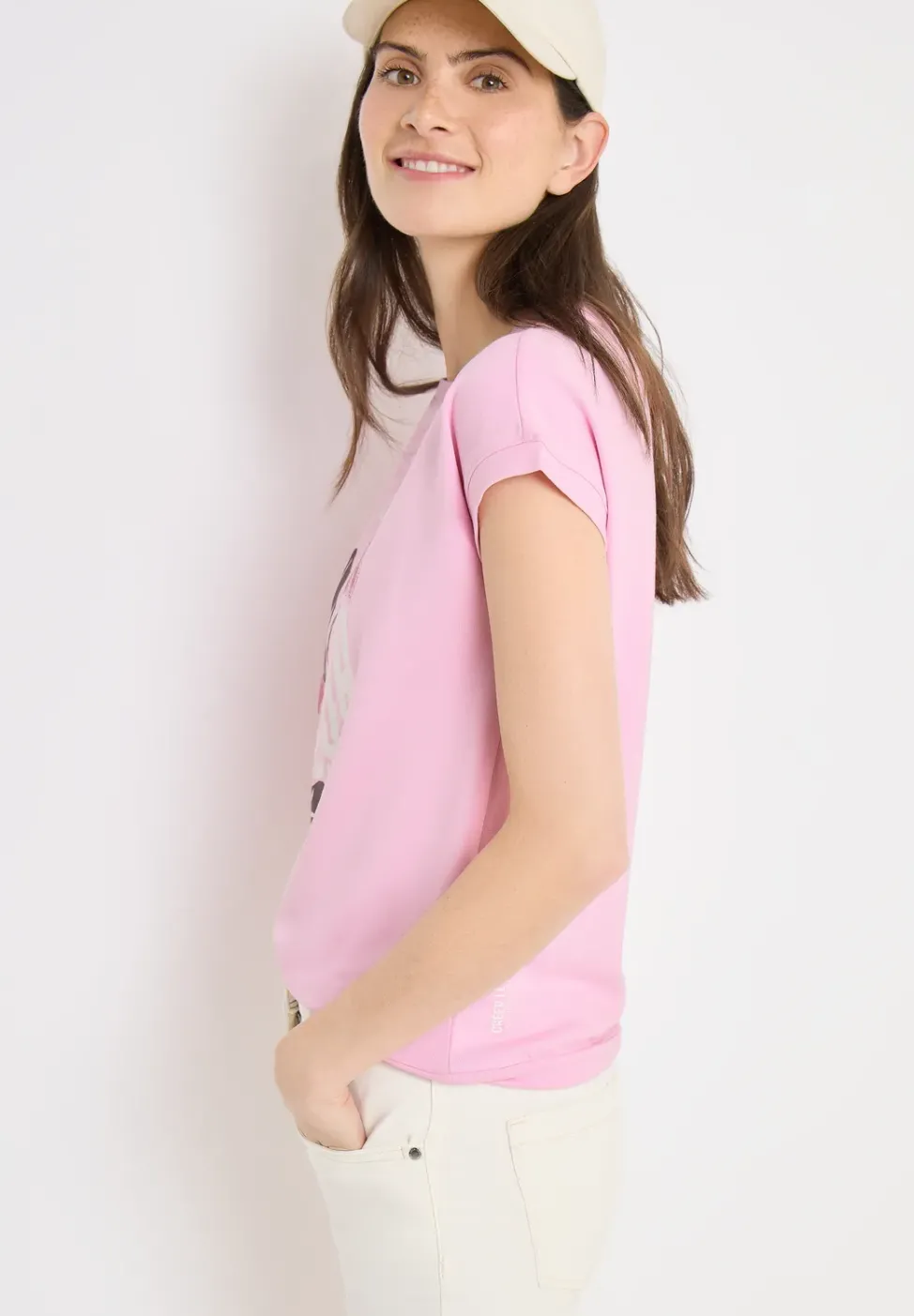 T-Shirt mit Boatneck und Frontprint