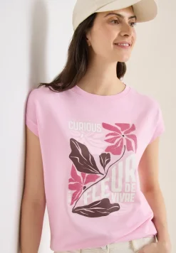 T-Shirt mit Boatneck und Frontprint