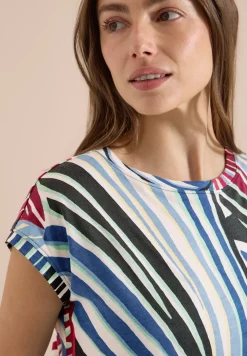 T-Shirt mit Boatneck und Grafikprint