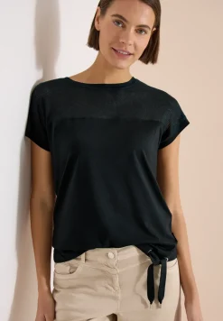 T-Shirt mit Boatneck und Mesh-Einsatz