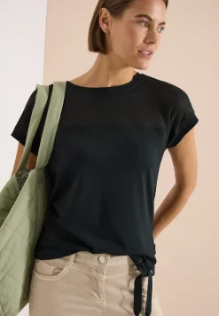 T-Shirt mit Boatneck und Mesh-Einsatz