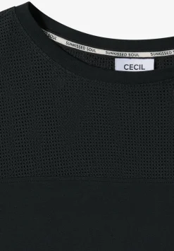T-Shirt mit Boatneck und Mesh-Einsatz