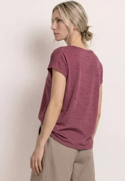 T-Shirt mit Boat Neck und Smok-Detail