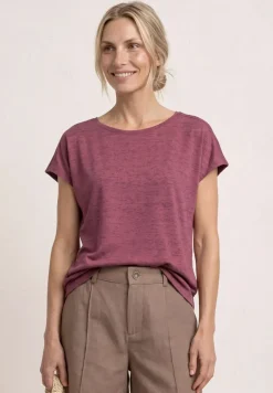 T-Shirt mit Boat Neck und Smok-Detail