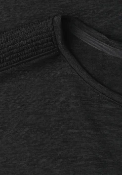 T-Shirt mit Boat Neck und Smok-Detail