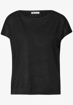 T-Shirt mit Boat Neck und Smok-Detail