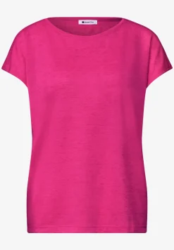 T-Shirt mit Boat Neck und Smok-Detail