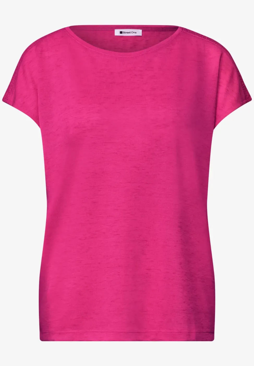 T-Shirt mit Boat Neck und Smok-Detail