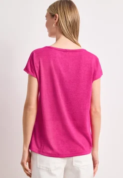 T-Shirt mit Boat Neck und Smok-Detail