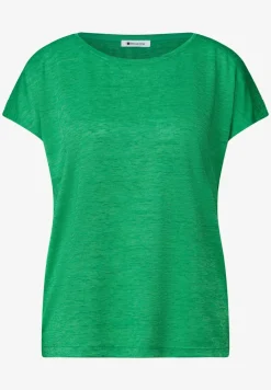 T-Shirt mit Boat Neck und Smok-Detail