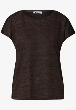 T-Shirt mit Boat Neck und Smok-Detail