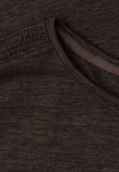 T-Shirt mit Boat Neck und Smok-Detail
