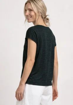 T-Shirt mit Boat Neck und Smok-Detail