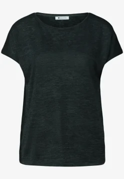 T-Shirt mit Boat Neck und Smok-Detail