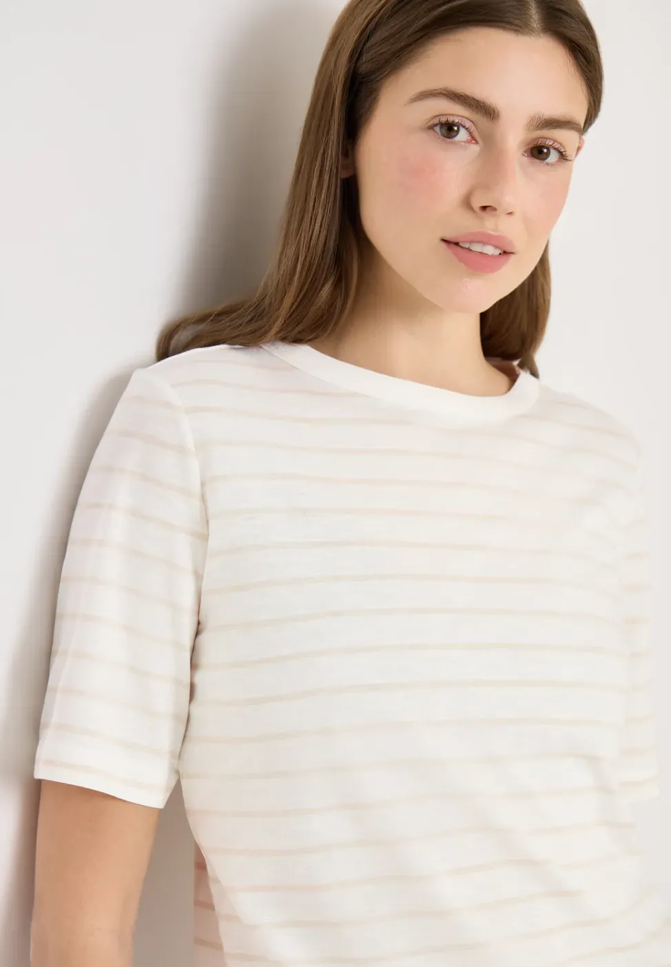 T-Shirt mit Boatneck und Streifen