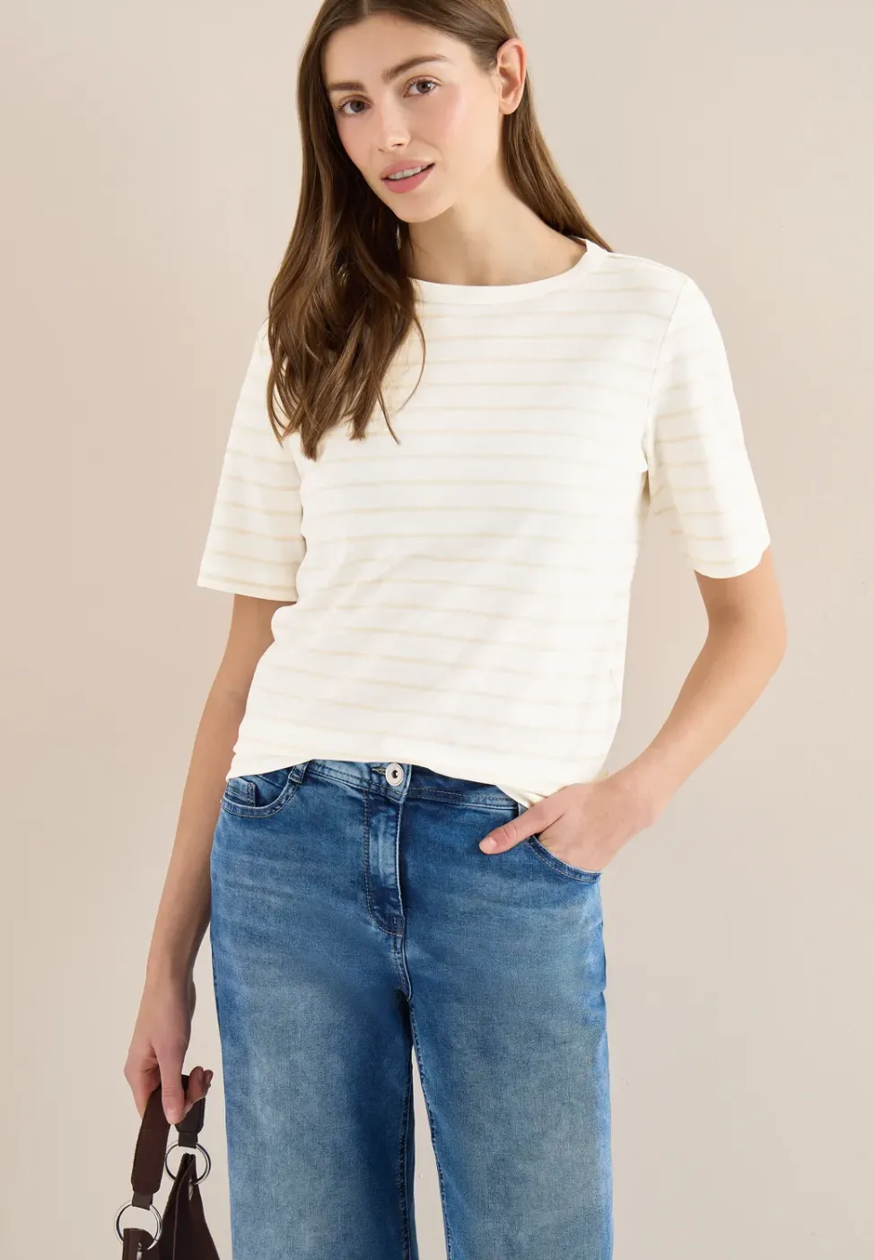 T-Shirt mit Boatneck und Streifen