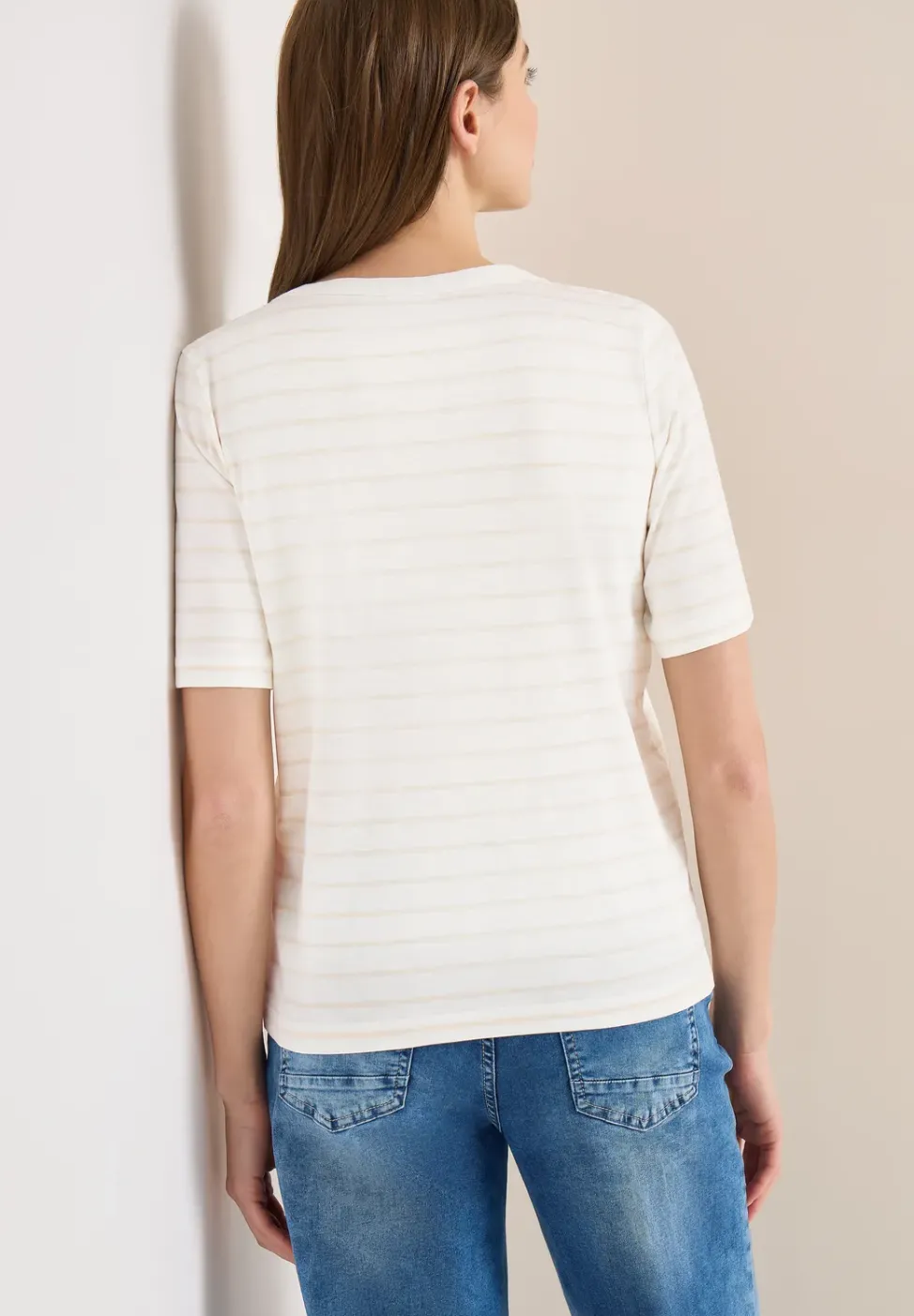 T-Shirt mit Boatneck und Streifen