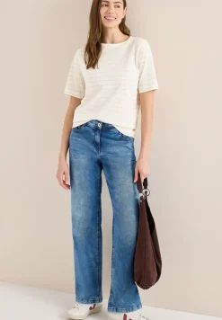 T-Shirt mit Boatneck und Streifen