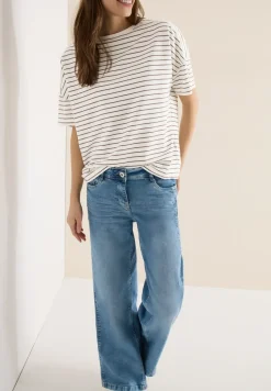 T-Shirt mit Boatneck und Streifen