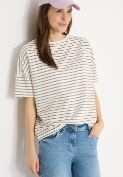 T-Shirt mit Boatneck und Streifen