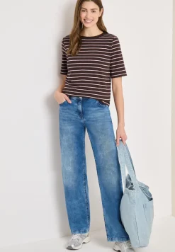 T-Shirt mit Boatneck und Streifen