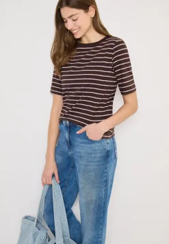 T-Shirt mit Boatneck und Streifen
