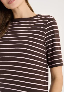 T-Shirt mit Boatneck und Streifen