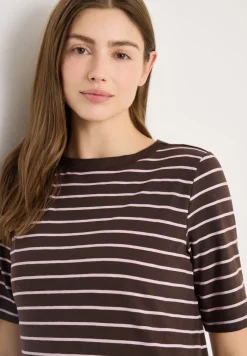 T-Shirt mit Boatneck und Streifen