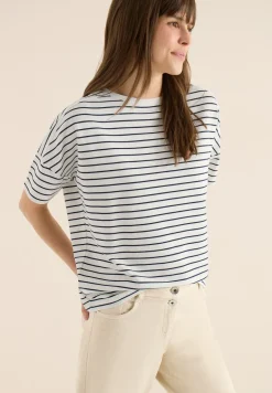 T-Shirt mit Boatneck und Streifen