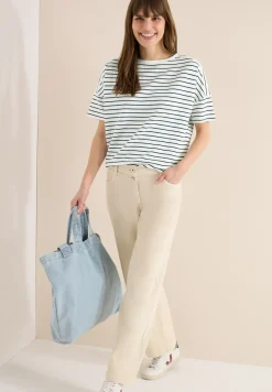 T-Shirt mit Boatneck und Streifen