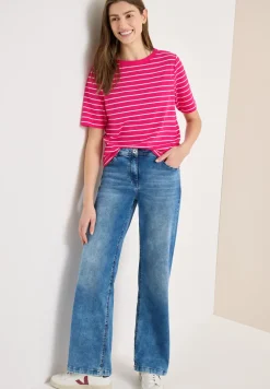 T-Shirt mit Boatneck und Streifen