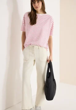 T-Shirt mit Boatneck und Streifen