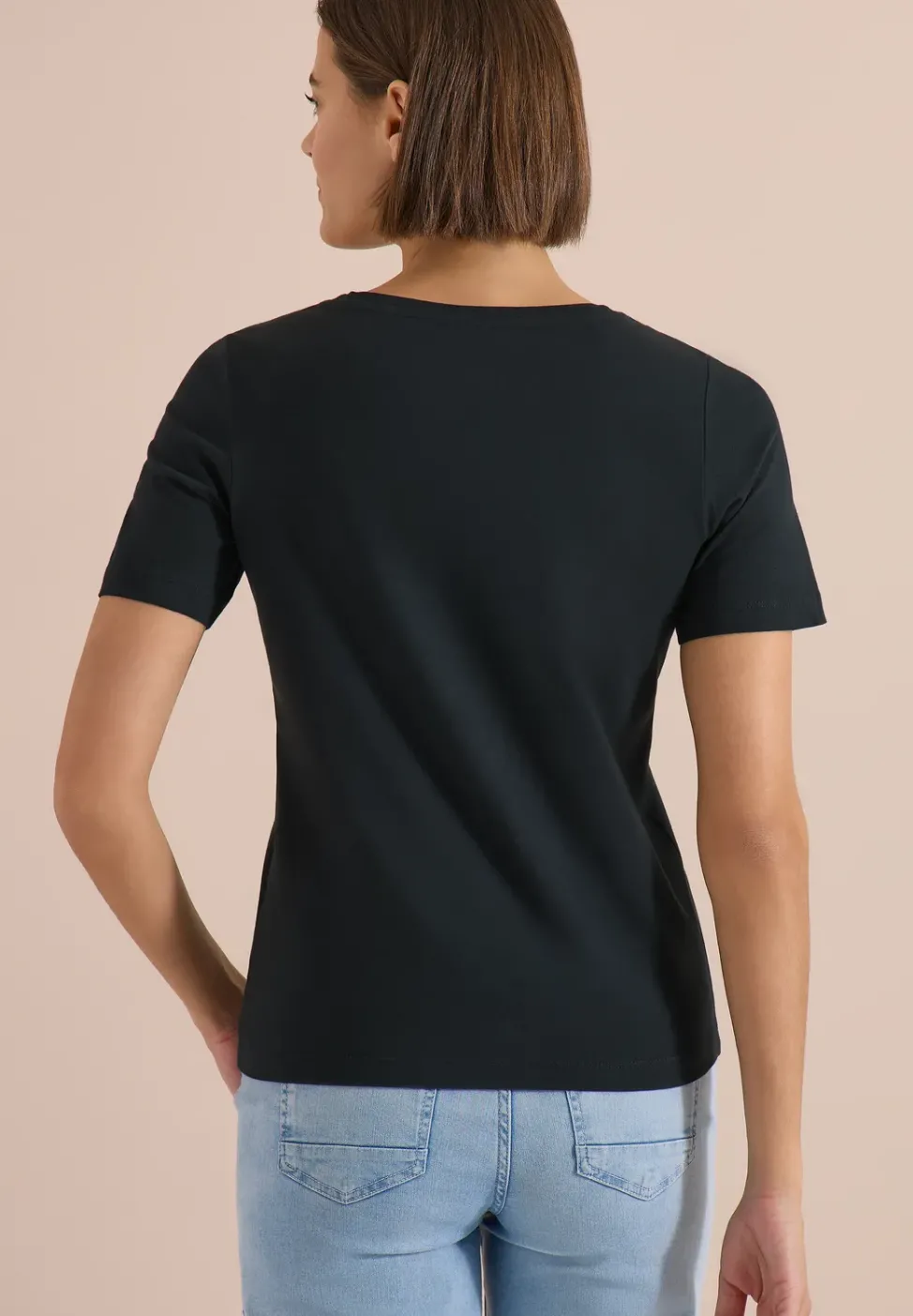 T-Shirt mit Boat Neck und Wording Artwork