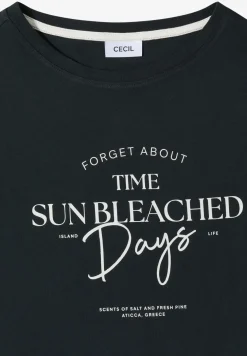T-Shirt mit Boat Neck und Wording Artwork
