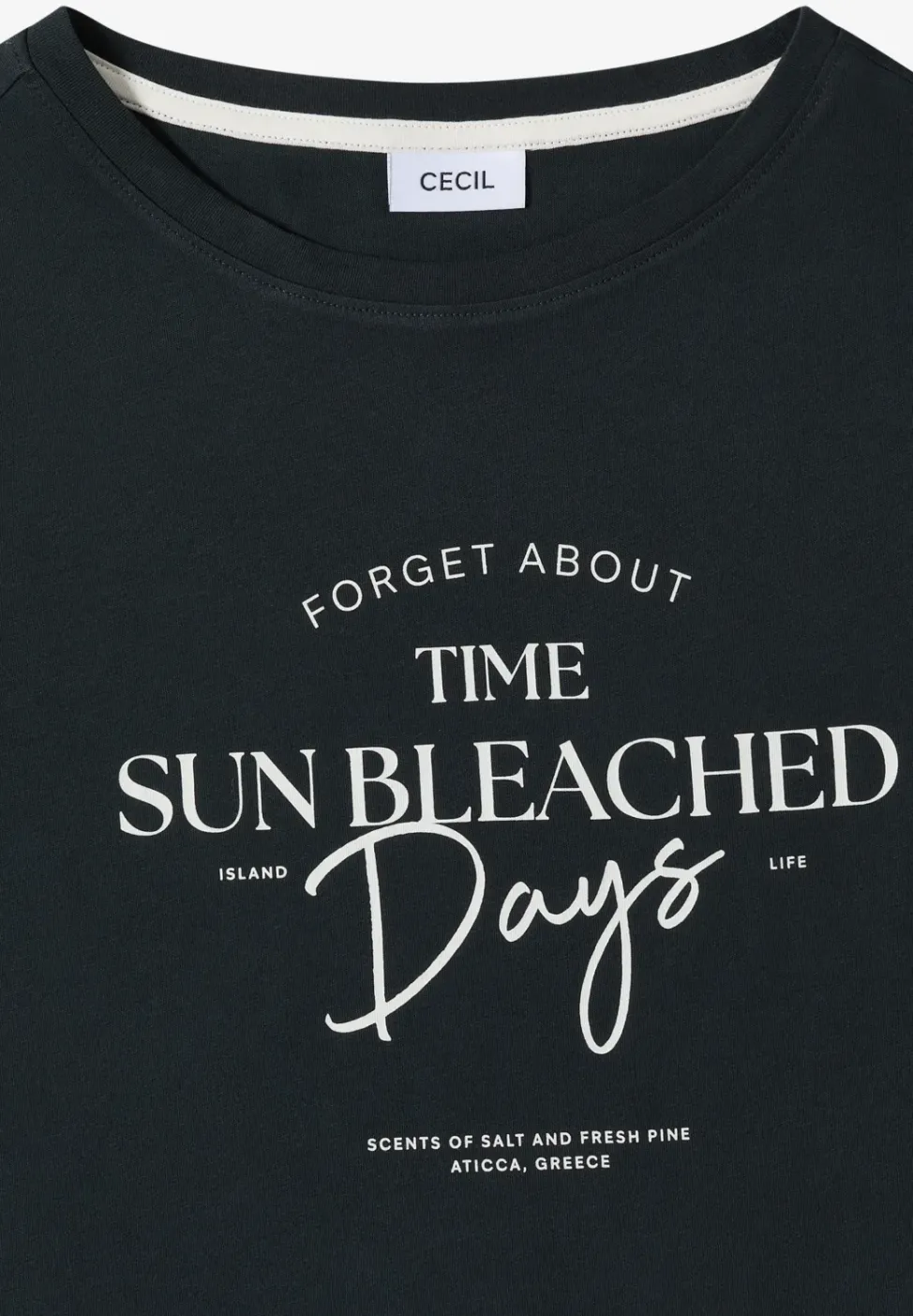 T-Shirt mit Boat Neck und Wording Artwork