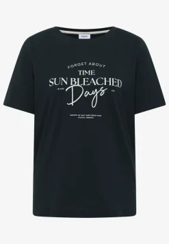 T-Shirt mit Boat Neck und Wording Artwork